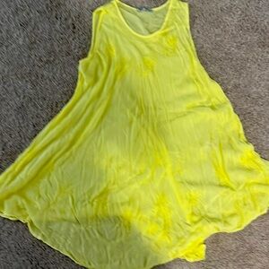 Venice Blue Yellow Dress with flower stitching - one size